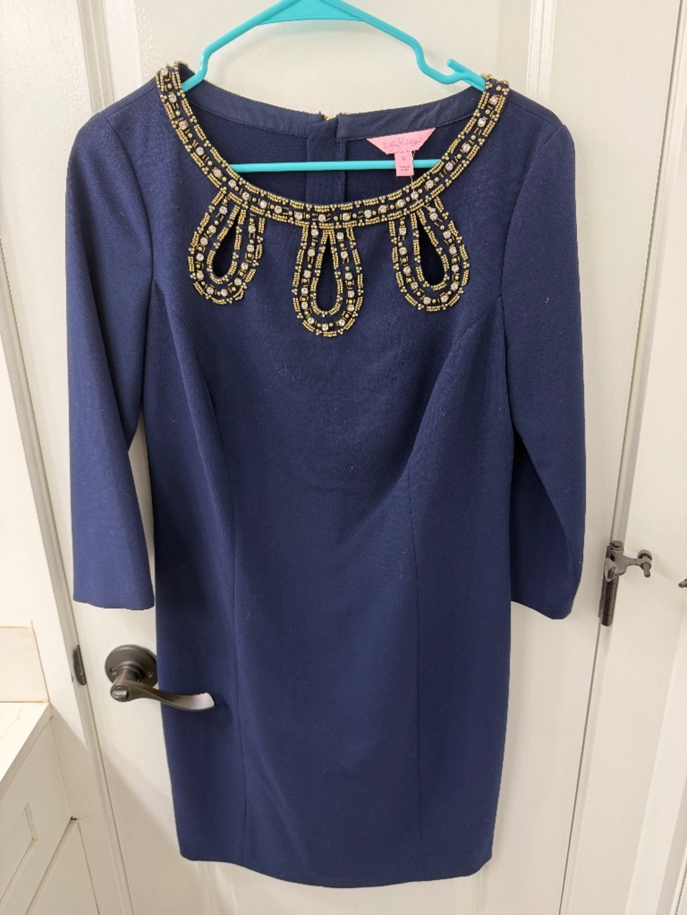 Lilly Pulitzer Bronte Embellished Shift Dress Navy Blue - size 6